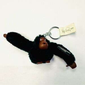 Kipling Black Davina Plush Monkey Keychain NWT